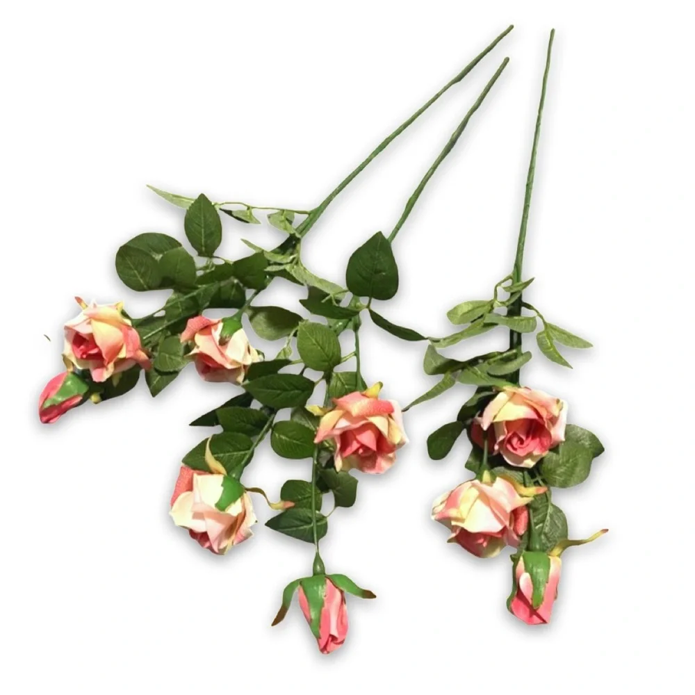 3 Pink Rose Stems